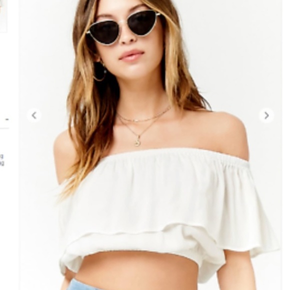 Forever 21 Tops - Forever 21 | Flounce Off The Shoulder Crop Top Sm